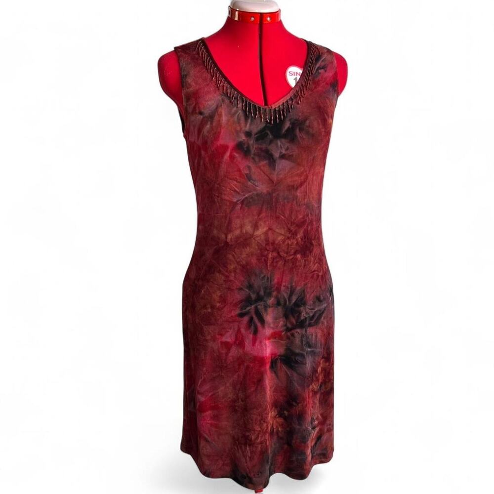 Carole Little Vintage Red & Black Tie Dye Sleeveless Dress Size 8 Whimsygoth